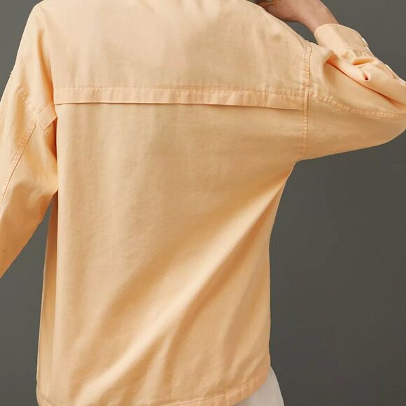 Maeve Crochet Orange-Peach Button Down Shirt XS - Picture 9 of 9